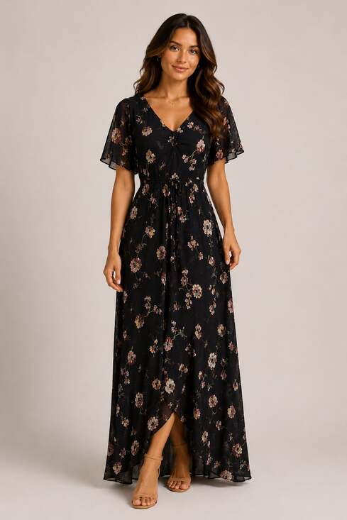 Talbots Dresses & Skirts - VTG Talbots Black Floral Babydoll Maxi Dress Whimsigoth Y2K 12